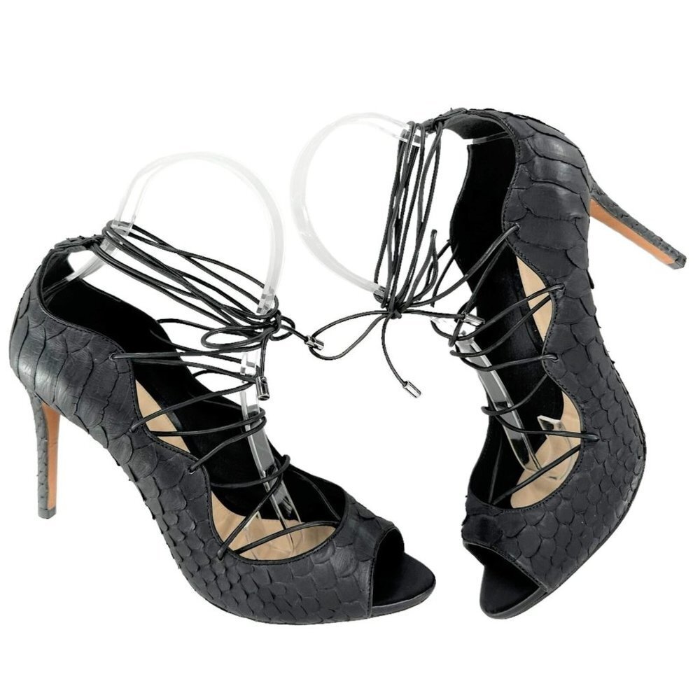 Alexandre Birman Donna Black Python Textured Leat… - image 4
